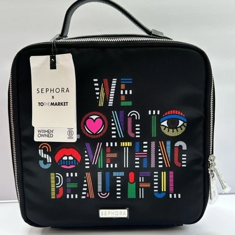 Sephora X ToTheMarket Black Cosmetic Bag NWT